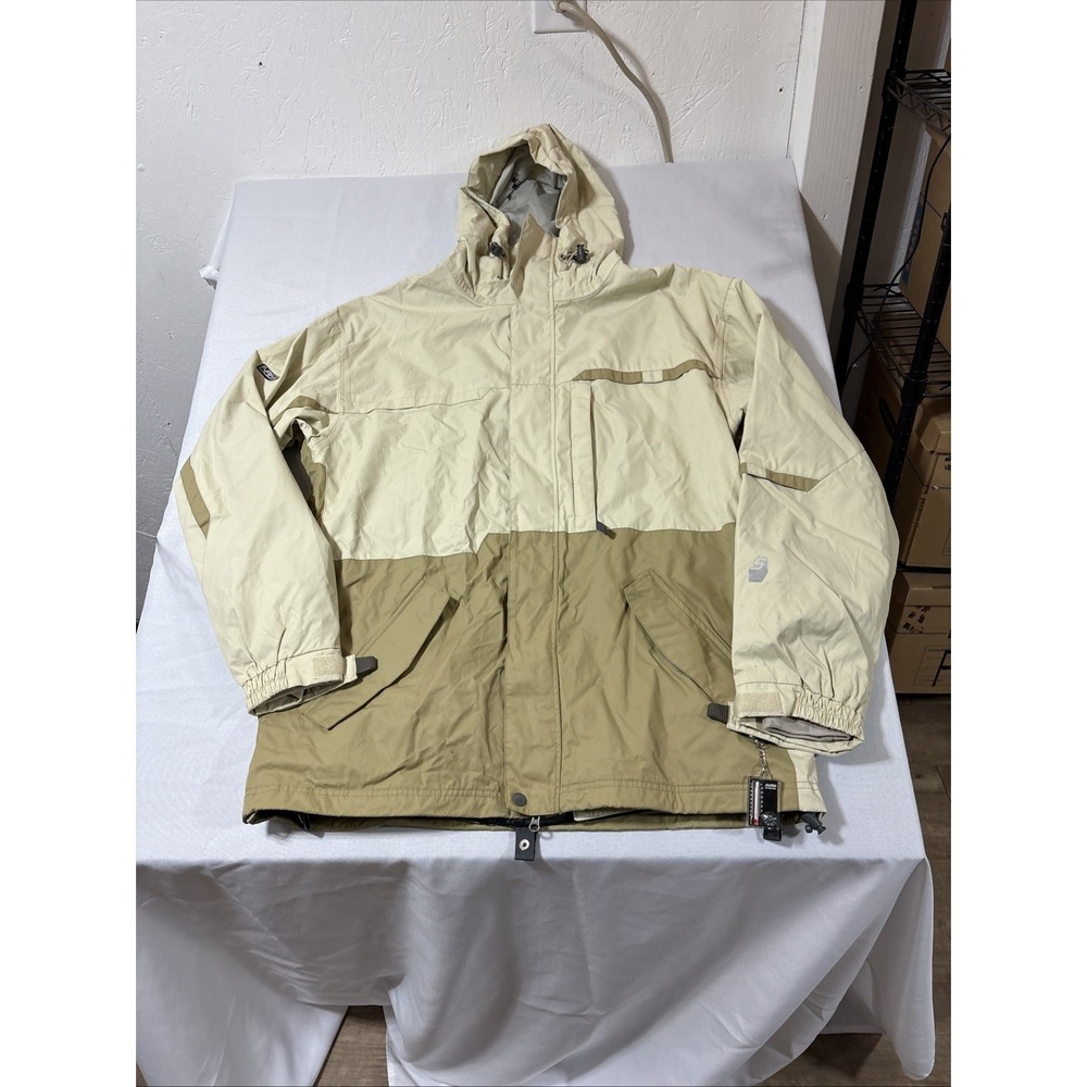 686 Ski Jacket Men's Sz XL Archetype Full Zip Nylon Cargo Pockets Beige